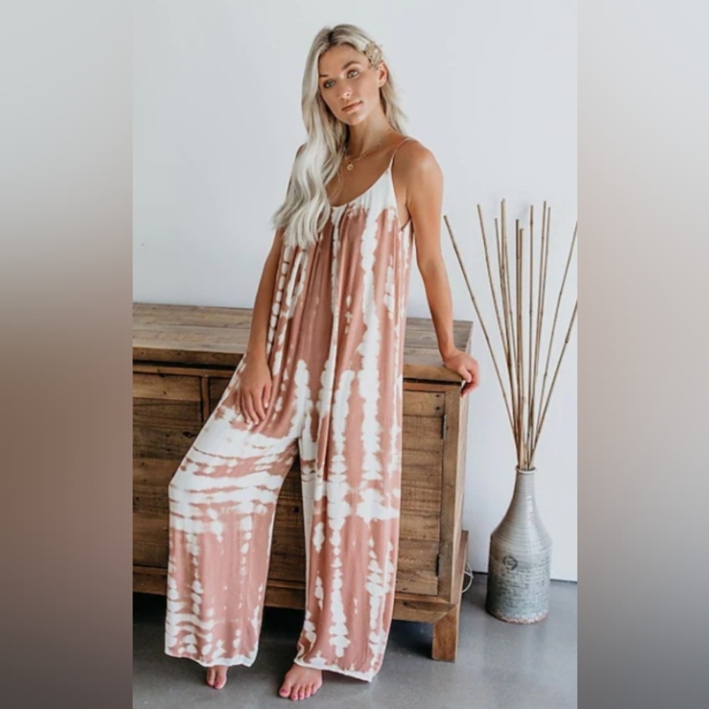 109. NWOT TIE DYE JUMPSUIT NWOT pink